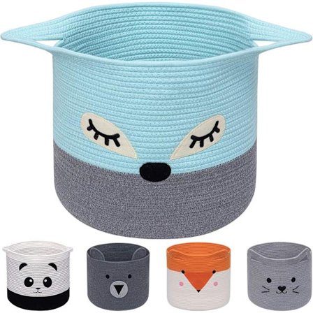 Sammenleggbar kleskurv i bomullstau, oppbevaringskurv for leker