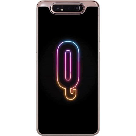 Kompatibel Mobilcover til Samsung Samsung Galaxy A80 Minimalistisk neonbogstav Q i lyse farver mod mørk baggrund
