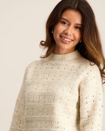 LMTD NLFNAMELY LS SHORT TURTLE NECK KNIT Beige Tröjor Tjej - Kids Brand Store