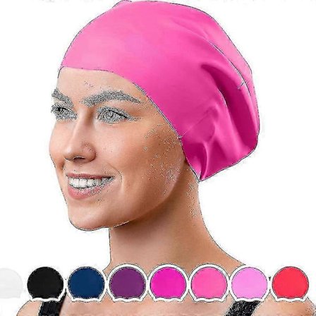 Vandtæt silikonebadehætte til langt hår - Voksenbadehætte til fletninger og dreadlocks fra Zekai