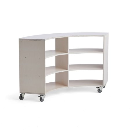 Fahrbares Kurvenregal RICO, 1245x1500x375 mm, weiß