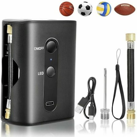 Elektrisk bollpump, USB-laddningsbar luftpump med nålar för sportbollar basketfotboll volleyboll rugby, 90*73*41mm, svart