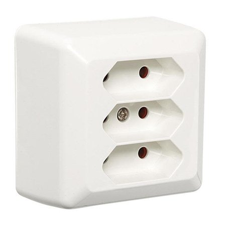 Elko EKO03853 Stikkontakt utenpåliggende, 3-veis Euro, Strømbrytere & vegguttak