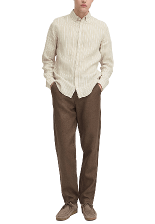 Casual Friday CFDALLAS LS BD striped 100% linen s Shirt Skjortor Herr Beige