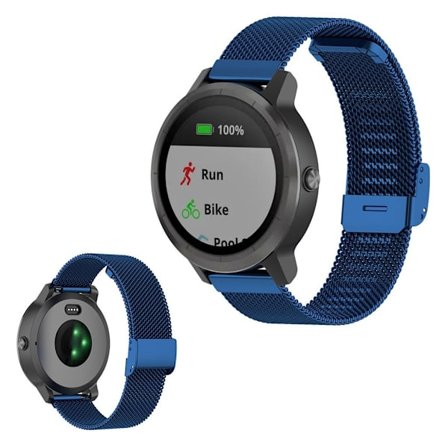Garmin Vivoactive 3 / Venu / Vivomove 3 / Forerunner 245 / 645 staineless stål klockarmband - blå