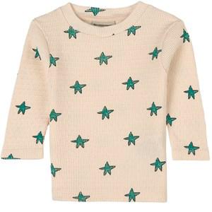 The Campamento Stars Printed Ribbed T-shirt Ecru 1-2 Years - Tops - Size 1/2 - Cream