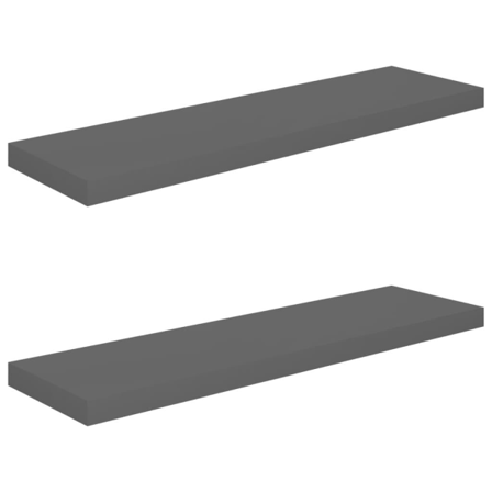 Vidaxl Svävande Vägghyllor 2 St Grå Högglans 90x23,5x3,8 Cm Mdf Grå
