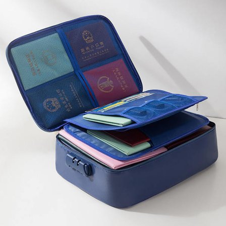Fireproof Document Bag with Lock, Suitable for Home, Office and Travel Blue