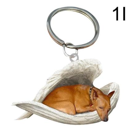 Hengende Ornament Nøkkelring Søt Sovende Engel Dog Wing Anheng Hundegave Ca Yellow Dog