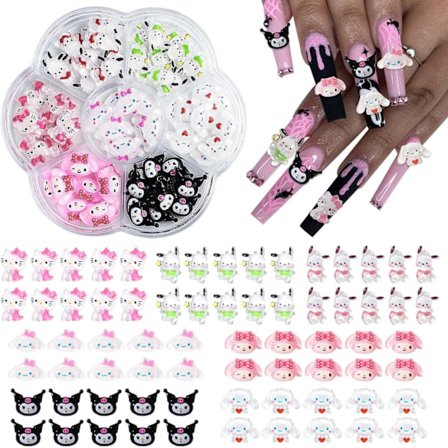 70 stk. Sanrio Tegneserie Neglekunst Tilbehør Blommeblomst Sæt Negledekorationstilbehør