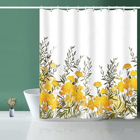 Duschdraperi, tyg duschdraperi fodrad gul blommig Sh