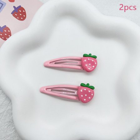 2 Stk e Søde Jordbær Hårnål Dejlige Lyserøde Hårspænder Piger Ha