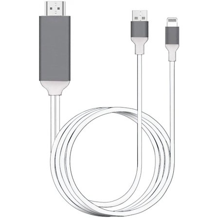 [Apple-certifierad] Lightning till HDMI-adapterkabel, 1080P Digital AV Synkroniserad ljud- och videokontakter för TV/projektor/skärm - 2 meter Vit