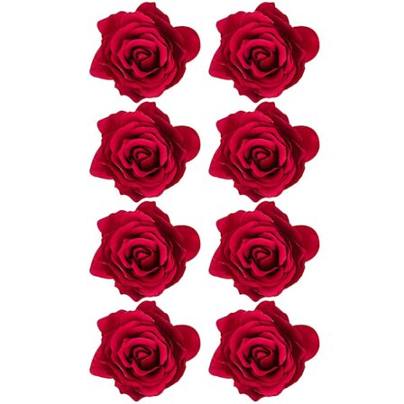 8-pack Röda Rosor Hårnålar Blommor Brosch Bröllopsblommor Simulationstillbehör (D-4)