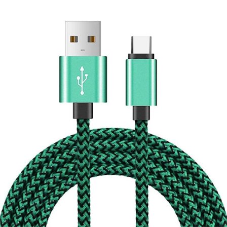 Grön telefonkabel telefonladdare [2M] flätad nylon USB-kabel snabbladdningstelefonkabel för telefontyp - 2 meter laddningssladd