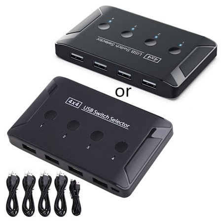 4-portars USB skrivardelningsswitch USB 2.0 KVM Switcher PC Sharing Splitter för tangentbordsmus Skrivare Bildskärm USB Switcher