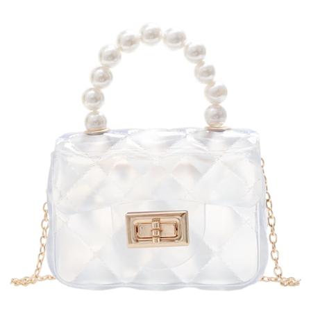Jelly Bag Naisten Olkalaukku Naisten Muodikkaat Helmiketju Tote Mini Viistokaukalo Transparent