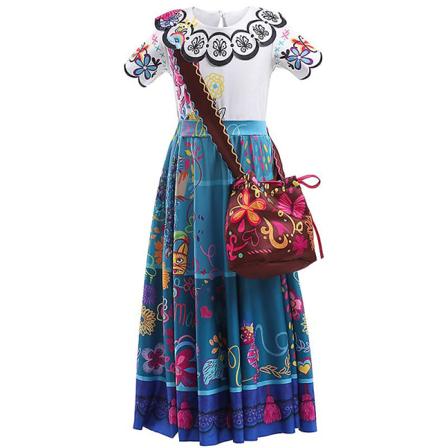 Encanto Mirabel Klänning Cosplay Kostym för tjejer 140cm