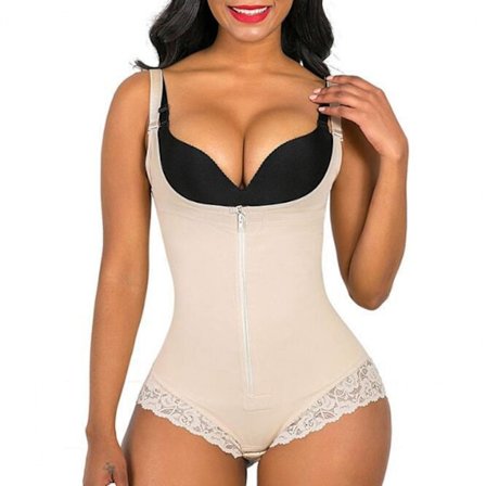 Shapewear för kvinnor, magkontroll, body shaper, öppen byst med dragkedja --- Complexion(Storlek 4XL)