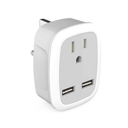USA till EU/UK/IT/för CH Resekontakt Adapter med 2 USB -portar Power Väggladdare för England Brittiska Schweiz Ita
