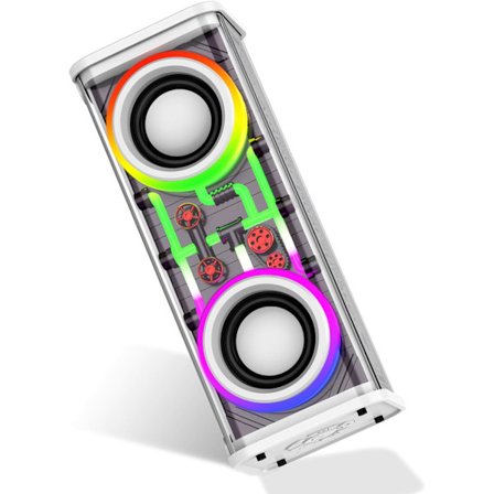 Bluetooth-högtalare, bärbar trådlös högtalare med 10 W stereoljud, transparent högtalare med LED-färgade lampor, Bluetooth 5.3, TWS-parkoppling, 