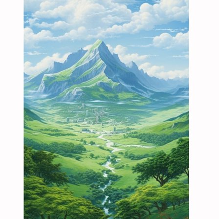 Diamantmålningskit med bergslandskap - 5D DIY Full Drill Broderi Heminredning