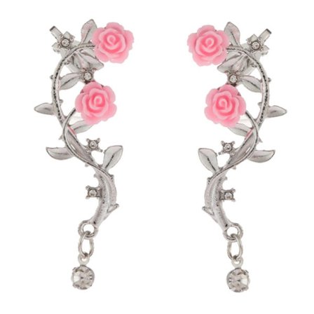 Vintage Rose Blomst Manchet Øreringe Trendy Rose Blomst Klatre Øreringe Funklende Metal Blad Øre Manchet til Kvinder Pige