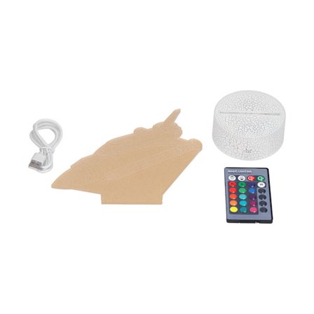 3D Nattlampe Romskip Lampe 16 Farger Dimbar Fjernkontroll Berøringsbryter Gave til Barn