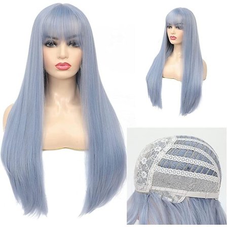 28 tuuman sininen peruukki Acsergery-naisille, synteettinen peruukki, naamiaisasu, naisten peruukki, sininen peruukkilahja