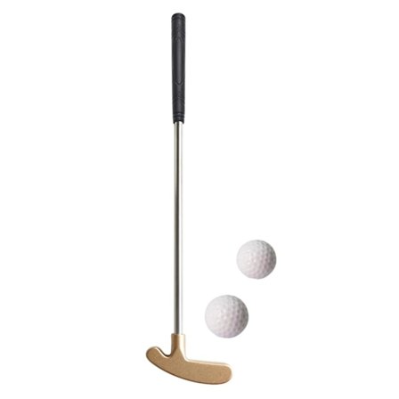 1 Sæt Mini Golf Putter med 2 Golfbolde TPR Greb Højre Venstrehåndet Rustfrit Stål Golfklub Børn Voksne Bordspil Golf Putter Træning (FMY)
