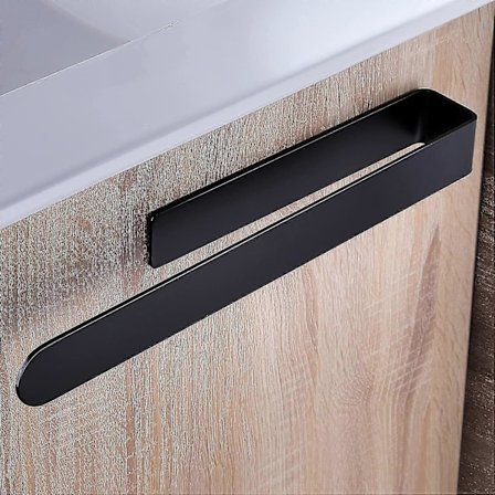 Kylpyhuoneen pyyheteline ilman porausta, itseliimautuva pyyheteline ruostumatonta terästä 37cm musta