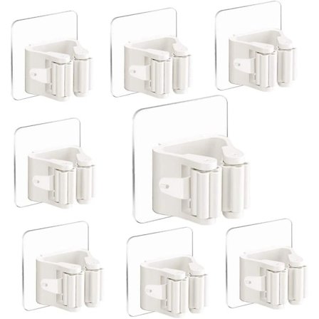 Vægmonteret Kostophæng Selvklæbende Mop Holder Vægmonteret 8 Stykker Ingen Boring Kostklip Hold