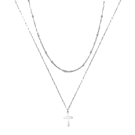 Korshalsband för Män, Silverfärgade Korshalsband i Rostfritt Stål