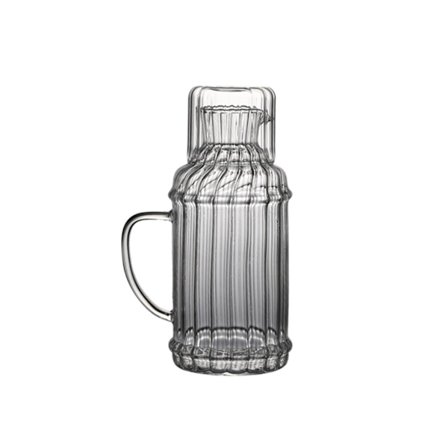 Vintage nattbord Vann Matchende Drikkeglass Elegant Kanne med Tumbler for Husholdning 1100ml Grå