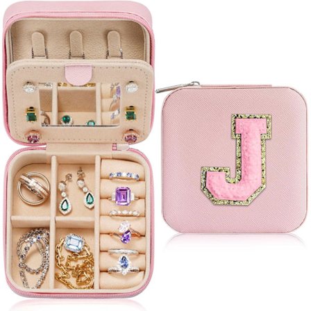 (Rosa J) 1 styk smyckeskrin för flickor och kvinnor, smyckesförvaringslåda, kvinnors personliga smyckeskrin flickor j