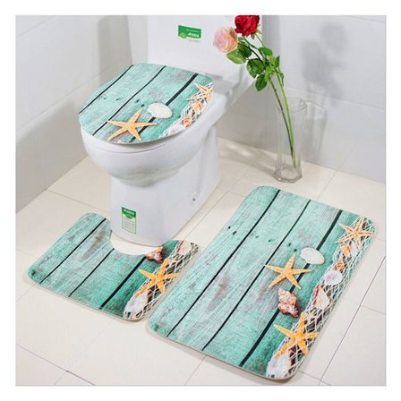 Golvmatta sjöstjärna badrumsmatta tredelad toalettmatta badrum halkfri matta skyddsmaskin tvättbar golvmatta dörrmatta dörrmatta