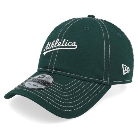 New Era - MLB Grön unconstructed Keps - Oakland Athletics Contrast Stitch 9TWENTY Dark Green/White Dad Cap @ Hatstore