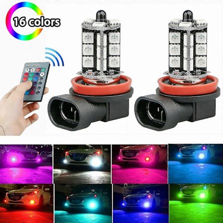 Trådløs IR Fjernbetjening 16-Farve RGB LED Pærer til H11 H8 H9 Tågelygter[HK]