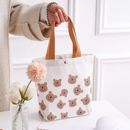 Cartoon Print Axelväska Canvas Handväska 9 9