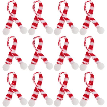 12 stk. og hvit mini juleskjerf julestripet vinflaske strikket skjerf dukkedeksel julefest pyntdekorasjon