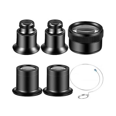 Juvelerklokkeforstørrelsesverktøy 5X 10X 15X 20X 30X Bærbar Monokulær Forstørrelsesglass Lupplins for Øyeforstørrelse[C] Black