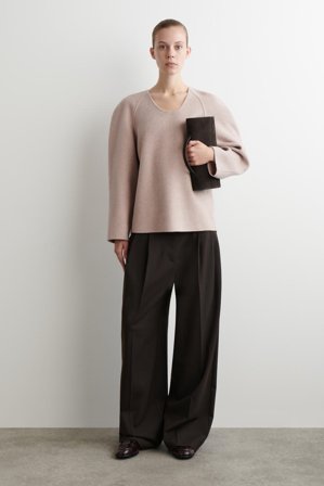 COS Women's Double-Faced Wool Top in Beige