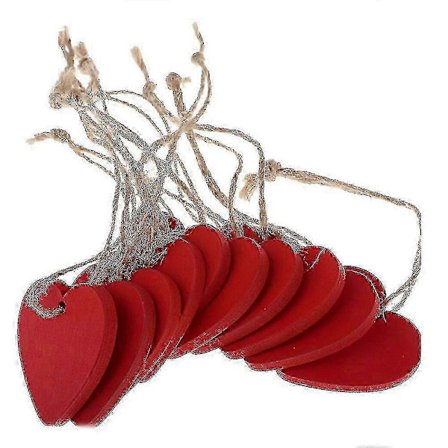 Koriste - Pieniä sydämiä puussa 10 kpl - Punainen Punainen[YJD]