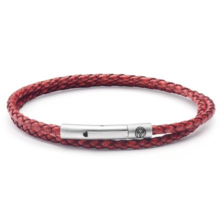 Collins | 3 mm Red Woven Leather Wrap Bracelet for Men - Leather bracelets
