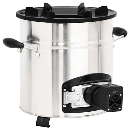 vidaXL Vedeldad spis med USB-fläkt 35,5x26x28 cm rostfritt stål