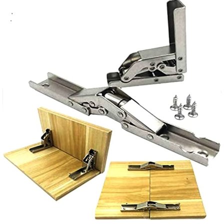 2 stk rustfritt stål 90 graders sammenleggbar hylle hengsel skjult brakett