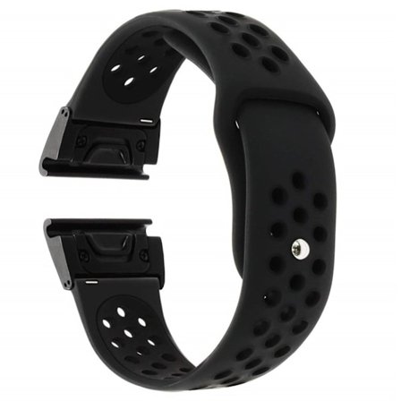 Garmin Fenix 5X 26mm kaksivärinen silikoninen kellonauha - Kaikki Mustaa