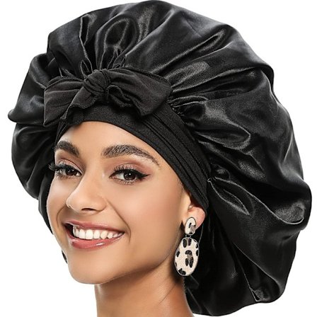 Silke Bonnet Naturligt Krøllet Hår Sove Satin Bonnet- Perfet