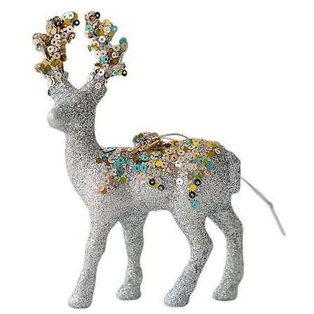 Rensdyr Figurer Glitter Flocked Juledekoration Skrivebord Ferie Skulptur til Samlere Fotografering Boligindretning B[HK]