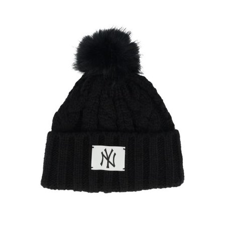 New Era - MLB Svart pom Beanie - Kids New York Yankees Chyt Cable Black Pom @ Hatstore